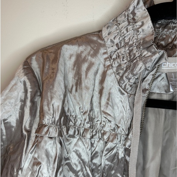 Chico’s bronze/metallic women’s rain jacket size 1 - Picture 6 of 7